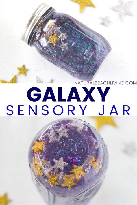 Looking for a fun and calming activity to do with your kids? Why not try making a Galaxy in a Jar! This is a great sensory bottle that can help relax and soothe kids. Galaxy Theme Sensory Bottle, A Calming Sensory Bottle for Kids. Easy to make and requires only a few simple supplies. Galaxy Calm Down Bottle, Galaxy In A Bottle Diy, Preschool Galaxy Art, Imagination Station Ideas Classroom, Galaxy In A Jar Diy, Galaxy Jars Diy For Kids Easy, Space Sensory Bottles, Galaxy Bottle Diy, Calming Jars For Kids Diy