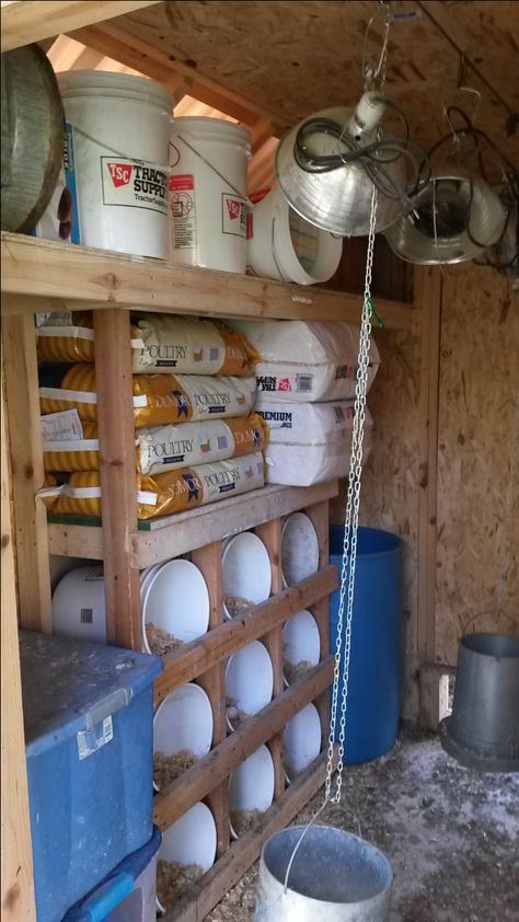 Nest Box Ideas For Chickens, Chicken Coop Feed Storage, Hay For Chicken Coop, Hay Wagon Chicken Coop, Chicken Feed Trough, Bucket Nesting Boxes 5 Gallon, Sand Chicken Coop, Easy Nesting Boxes, Easy Nesting Boxes For Chickens