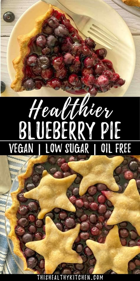 Healthy Berry Pie, Gluten Free Blueberry Pie Recipe, Sugar Free Blueberry Pie, Healthy Blueberry Pie, Pbwf Recipes, Vegan Blueberry Pie, Wheat Pie Crust, Blueberry Crumb Pie, Blueberry Pie Filling Recipes