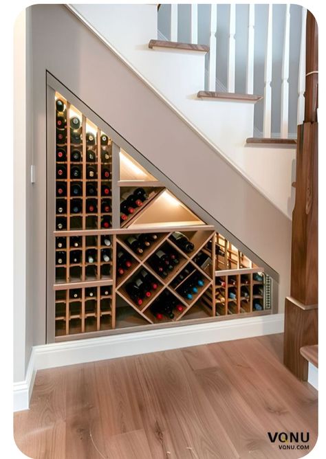 Under Stairs Mudroom, Under Stairs Wine Storage, Bar Under Stairs, Under Stairs Space, Under Stairs Storage Ideas, Under Stairs Wine Cellar, Stairs Storage Ideas, Storage Design Ideas, Wine Storage Diy