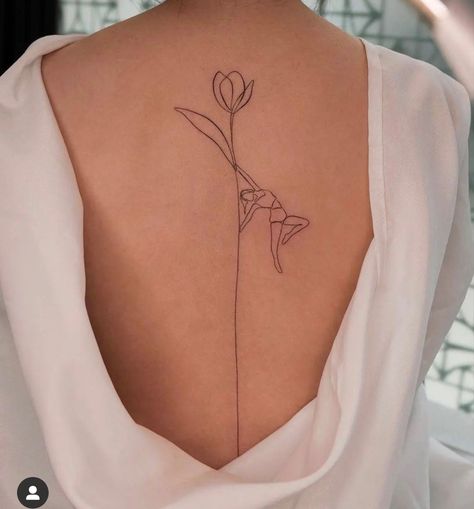 Dance Tattoo, Blue Tattoo, Spine Tattoos For Women, Spine Tattoo, Line Art Tattoos, Spine Tattoos, Elegant Tattoos, Friend Tattoos, Flower Tattoo Designs