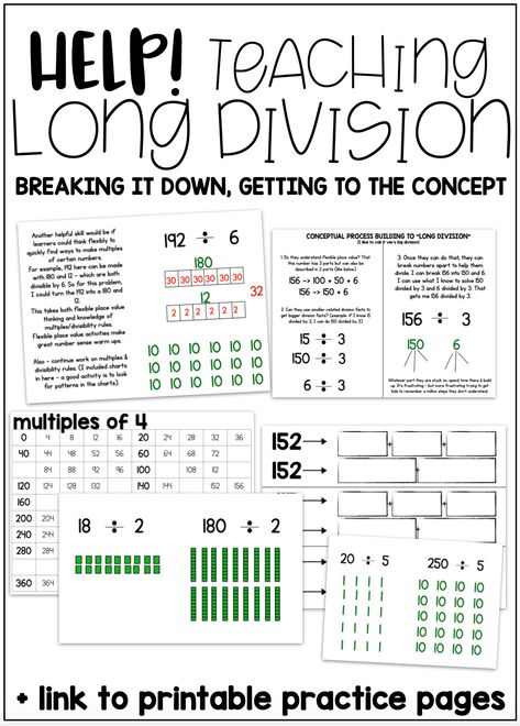 Long Division Strategies, 4th Grade Division, Long Division Activities, Teaching Long Division, Division Strategies, Early Numeracy, Compatible Numbers, Division Activities, Number Bond