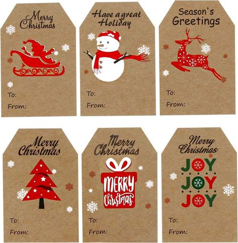 50% off!! These gift tags stickers measure 2” x 3”. A total of 120 pieces of kraft paper Christmas tags. 6 different Christmas element pattern designs: snowman, Christmas tree, reindeer, "Marry Christmas" and so on, which can add more Christmas atmosphere. Each Christmas stickers with 20 pieces. Diverse styles can meet your needs for use and replacement Gift Bag Decoration, Food Deals, Christmas Name Tags, Christmas Card Messages, Prime Deals, Decorated Gift Bags, Xmas Tags, Gift Tags Christmas, Amazon Prime Day Deals