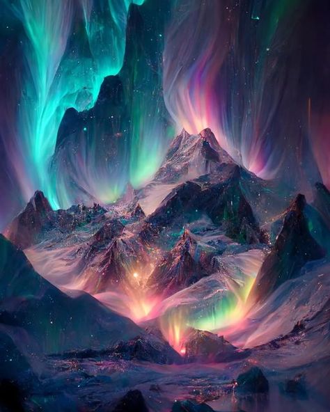 Aurora Borealis Mountains, Fantasy Aurora Borealis, Aurora Tattoo Northern Lights, Aurora Borealis Wedding, Aurora Borealis Aesthetic, Northern Lights Aesthetic, Aurora Borealis Nails, Dreamer Aesthetic, Aurora Borealis Tattoo