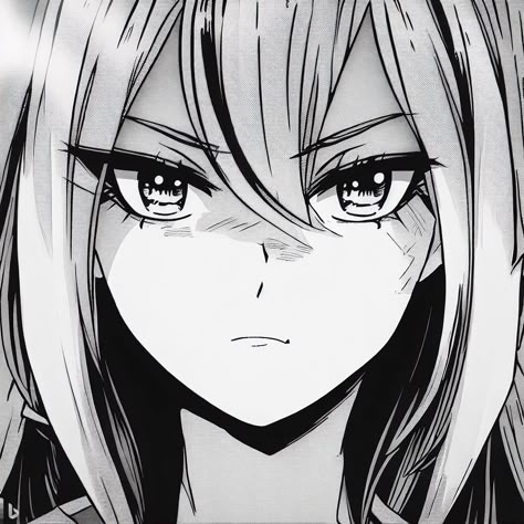 Anime Facial Features, Determined Anime Face, Pfp Anime Girlboss Black, Determined Expression Drawing, Determined Expression Reference, Anime Demon Girlboss, Sharp Eyes Anime, Anime Half Face Drawing, Confident Facial Expression