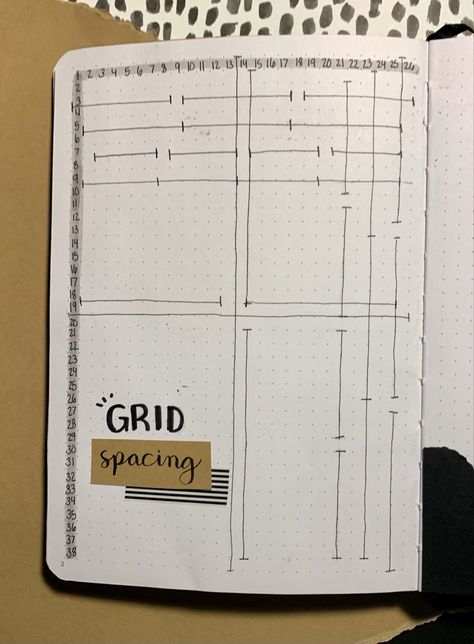 Bujo Cheat Sheet, Bujo Grid Spacing Cheat Sheet, Grid Spacing Bullet Journal, Bullet Journal Cheat Sheet, Book Bujo, Bujo 2025, Journal August, 2024 Journal, Bullet Journal August