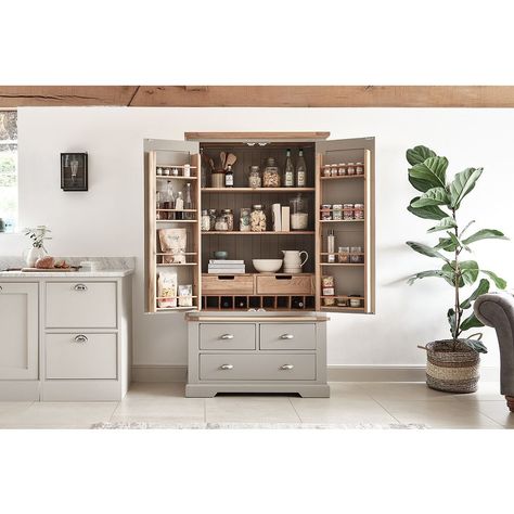 Freestanding Larder, Kitchen Larder Cupboard, Kitchen Pantry Cupboard, Kitchen Ceiling Design, Larder Unit, Larder Cupboard, Pantry Cupboard, Oak Furnitureland, Kitchen Pantry Storage