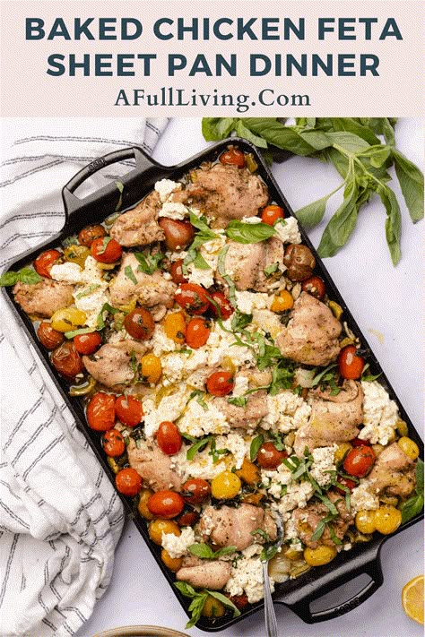 This Baked Feta Chicken Dinner comes together on one sheet pan! It's naturally low carb, while still being full of flavor. Skip all the dishes, and make cooking diner a breeze with this one pan meal that's packed full of veggies and protein! Feta Sheet Pan Dinner, Feta Sheet Pan, Baked Chicken Feta, Chicken Feta Broccoli Bake, Whipped Feta Chicken, One Pan Chicken Bake, Chicken Feta Bake, Feta Baked Chicken, Baked Feta Chicken