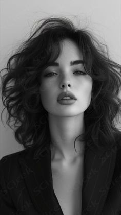 Black And White Portraiture Photography, Female Pics, Woman Face Photography, Female Portrait Poses, Black And White Face, Portrait Photography Women, 인물 드로잉, Face Photography, Shag Haircut