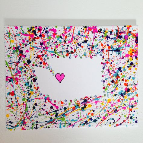 Splatter Art Ideas, Splatter Paint Ideas, Splatter Paint Canvas, Art Auction Projects, Paint Splatter Art, Bell Art, Splatter Art, Art Projects For Adults, Auction Projects