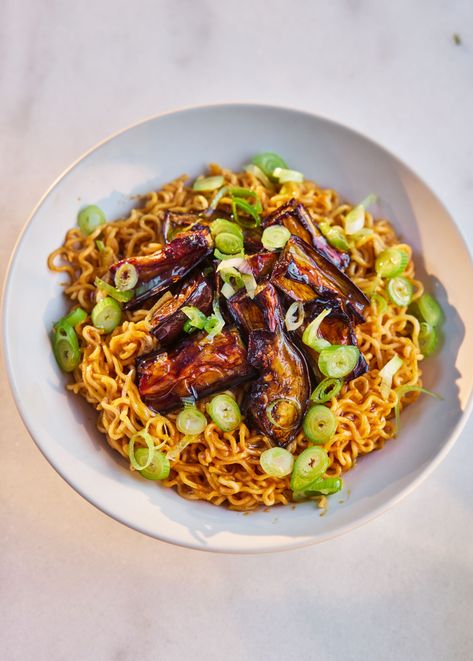 Mob Aubergine Gochujang Noodles Recipe | Mob 6 Recipe Aubergine Noodles, Gochujang Noodles, Ramen Seasoning, Aubergine Recipe, Peanut Butter Sauce, Noodles Recipe, Rice Pilaf, Creamy Pasta, Latest Recipe