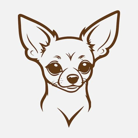 Chihuahua Line Drawing, Chihuahua Tattoo Outline, Chihuahua Illustration, Chihuahua Drawing, Dog Play Area, Chihuahua Tattoo, Dog Outline, Chihuahua Mom, Outline Design