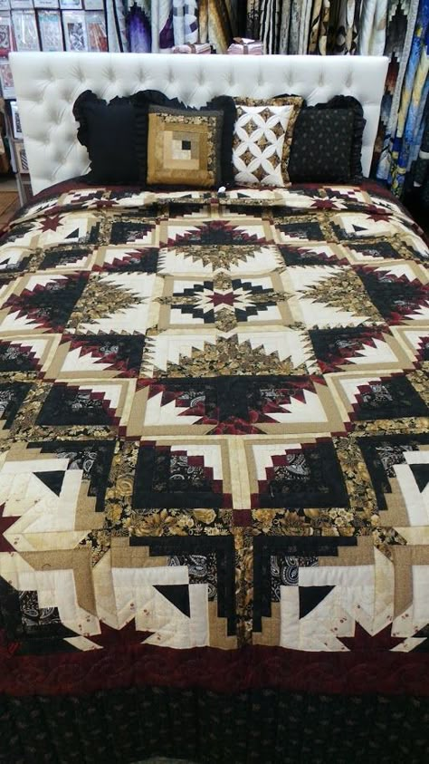 Log Cabin Panel Quilts, Eureka Quilt Pattern, Lotus Quilt, Amish Quilt Patterns, Log Cabin Patchwork, Hunters Star Quilt, Quilting Stitch Patterns, Girl Quilts Patterns, Panel Quilt Patterns