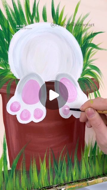 Emily Seilhamer on Instagram: "Cute bunny painting idea for beginners! 🎨🐇 #easypainting #bunnies #tipsandtricks #beginner #acrylicpainting" Easy Easter Paintings, Cute Bunny Painting, Easter Canvas Painting, Painting Idea For Beginners, Easter Drawings, Easy Diy Paint, April Crafts, Easter Paintings, Easter Canvas