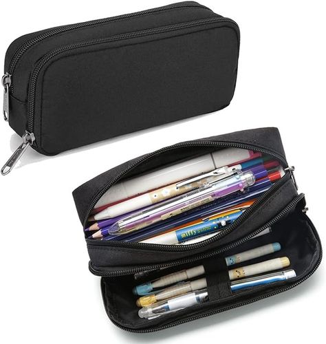 Amazon.com: Della Gao Pencil Case Large Capacity Pencil Pouch Aesthetic Pen Bag Office Stationery Organizer Simple Sturdy Multifunctional Pencil Bag for Adults - Black : Arts, Crafts & Sewing Pencil Pouch Aesthetic, School Magazine Ideas, Pouch Aesthetic, School Magazine, Black Pencil Case, Large Pencil Case, Magazine Ideas, School Prep, Stationery Organizer