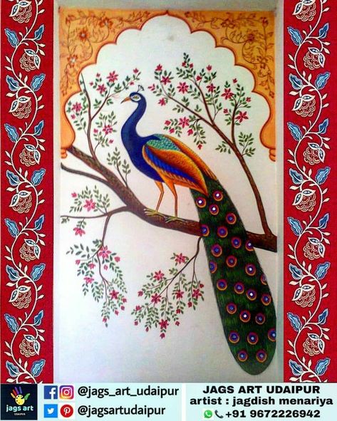 Peacock Wall Painting, Bird Silhouette Art, Rajasthani Painting, Mural Art Design, Gold Art Painting, Peacock Wall Art, Boho Art Drawings, Peacock Painting, Pichwai Paintings