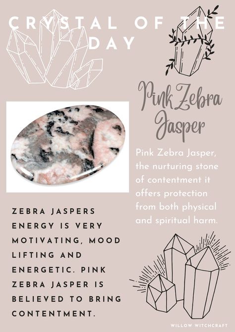 Willow Witchcraft Pink Zebra Crystal Meaning, Pink Zebra Jasper Crystal Meaning, Pink Jasper Meaning, Pink Jasper Crystal Meaning, Pink Zebra Jasper Meaning, Zebra Jasper Crystal Meaning, Crystal Education, Crystals Properties, Crystals Spirituality