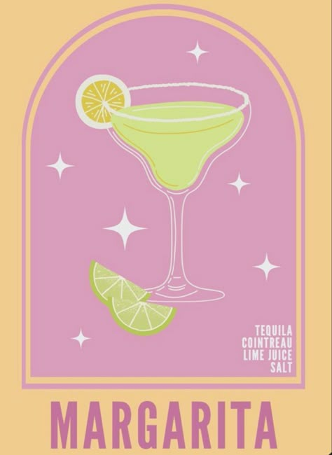 Aesthetic Posters Colorful, Posters For Drawing, Colorful Bedroom Art, Alcohol Art Drinking, Margarita Poster Art Prints, Drink Recipes Poster, Drink Wall Prints, Wall Art Alcohol, Etsy Download Ideas