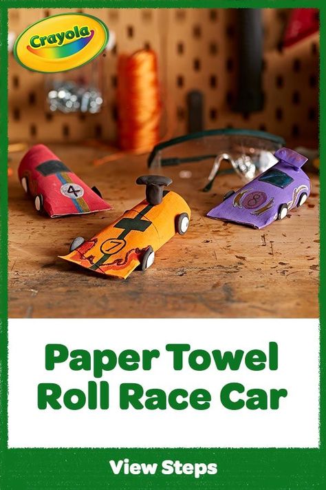 Start your engines & head off to the races! Speed on over to this race car craft made with a paper towel roll. Valentines Door Decorations Classroom, Race Car Craft, Cardboard Tube Crafts, Paper Towel Crafts, Rolling Car, Race Car Themes, Christmas Toilet Paper, Off To The Races, Paper Crafts Magazine