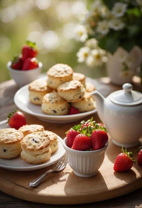 berries with english scones The English Kitchen Blog, Scone Photography, Bridgerton Christmas, English Scones Recipe, Gingerbread Scones, Berry Scones, English Scones, English Desserts, Christmas Cookie Party