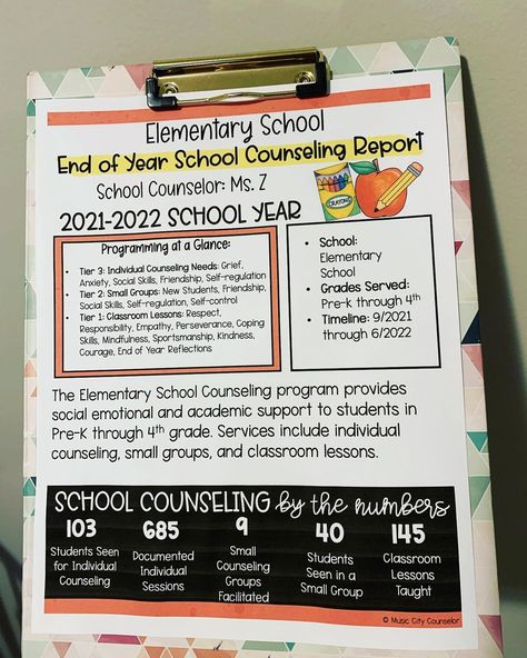 Ms. Z on Instagram: “Working on your end of the year school counseling report? Check out this editable template from @musiccitycounselor 🤩 ~An easy way to…” School Counselor Open House Table, School Counselor Room, Elementary School Counselor Office, Counselor Classroom, School Counseling Bulletin Boards, Counseling Corner, Elementary School Counseling Lessons, Classroom 2023, Middle School Counselor