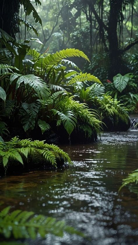 Pretty Nature Scenes, Tropical Landscape Photography, Art References Photography Landscape, Dark Rainforest Aesthetic, Forest Scenery Photography, Lush Forest Aesthetic, Rainstorm Photography, Tropical Forest Aesthetic, Forestry Aesthetic