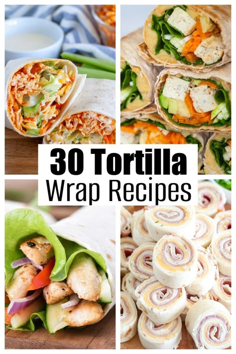 A collection of 30 delicious tortilla wrap recipes. From breakfast wraps to dessert wraps and even the viral tiktok tortilla wrap, there is a tortilla wrap recipe for everyone. Healthy Tortilla Wraps, Tortilla Wrap Recipes, Healthy Lunch Wraps, Wraps Recipes Easy, Healthy Tortilla, Wraps Recipes Healthy, Wraps And Sandwiches, Wraps Recipes, Tortilla Wrap