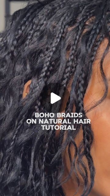 Goddess Braids No Hair Added, How To Boho Braid, Chunky Boho Braids, Hair To Use For Boho Braids, How To Do Bohemian Braids, Boho Colored Braids, How To Make Boho Braids, Boho Knotless Braids Natural Hair, Boho Braids No Extensions