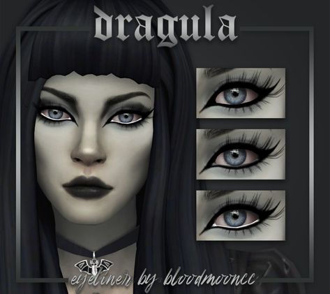 Dragula | Eyeliner Here’s something small I made after returning from vacation #2. This was tricky to make; I had to use blender’s texture paint to get it to look right. Since school is starting again... Sims 4 Cc Makeup Eyeliner Goth, Sims 4 Cc Collared Shirt, Sims 4 Cc Alt Accessories, Sims 4 Cc Emo Makeup, Sims 4 Cc Goth Makeup, S4cc Makeup, Sims 4 Vampire, Ts4 Makeup, Sims 4 Cc Goth