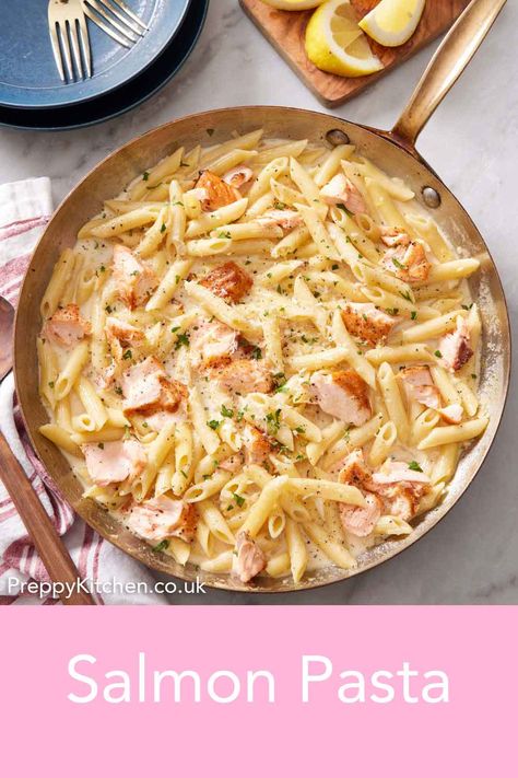 Try this creamy Salmon Pasta recipe for your next quick and delicious dinner option! With fresh salmon, a garlic-infused sauce, and perfectly cooked pasta, you can whip up a simple yet satisfying meal in no time. Spaghetti Salmon Recipes, Pasta With Salmon Recipe, Canned Salmon Pasta Recipes, Salmon With Pasta Recipes, Smoked Salmon Pasta Recipes, Best Salmon Recipes, Salmon Meals, Salmon Lasagna, Salmon Pasta Recipe