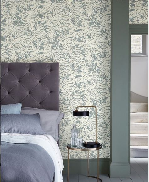 Wallpaper and Paint Combinations - The Honeycomb Home Fern Wallpaper, Sage Green Wallpaper, Paint Combinations, Little Greene Paint, Skirting Boards, Luxury Wallpaper, Leaf Wallpaper, Little Greene, Blue China