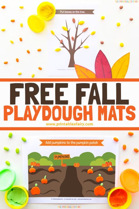 Free Printable Fall Playdough Mats. This fun fall activity for preschoolers is perfect to practice fine-motor skills and learn #autumnactivitiesforkids #PreschoolActivities #ToddlerActivities #FallActivitiesforKids Pumpkin Playdough Mats Free, Fall Playdough Mats Free, Tree Playdough Mats, Fall Playdough Mats Free Printables, Fall Social Studies Activities Preschool, Fall Fine Motor Activities Preschool, Playdough Mats Free Printables, Fall Playdough Mats, Autumn Playdough