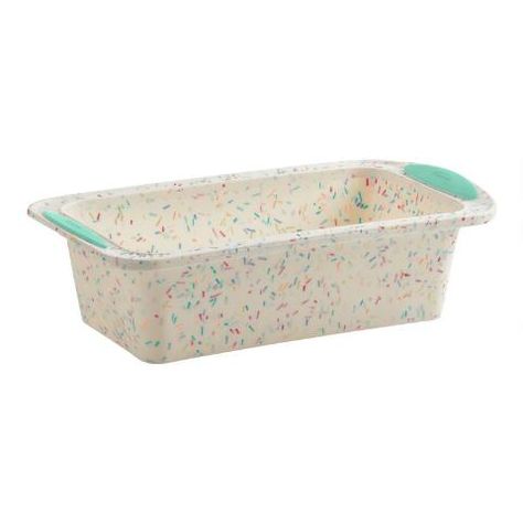 Trudeau Confetti Structured Nonstick Silicone Loaf Pan | World Market Best Pans, White Confetti, Silicone Bakeware, Baking Utensils, Steel Rims, Loaf Pan, Micro Onde, Bakeware, Clean Up