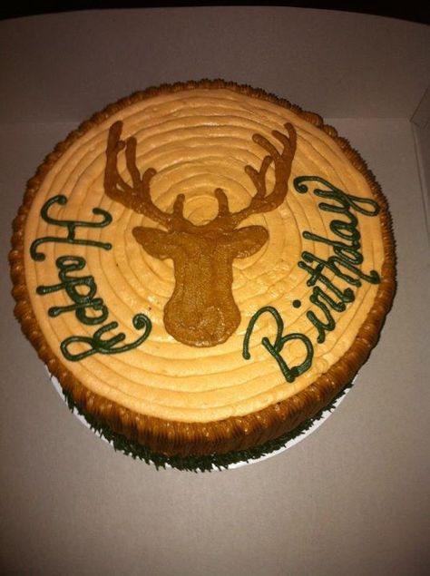 Deer Tree Stump - Deer silhouette on tree stump. TFL Deer Cookie Cake, Deer Hunting Cake, Deer Hunting Birthday, Hunting Birthday Party, Deer Cake, Hirsch Silhouette, Hunting Cake, Deer Cakes, Hunting Birthday