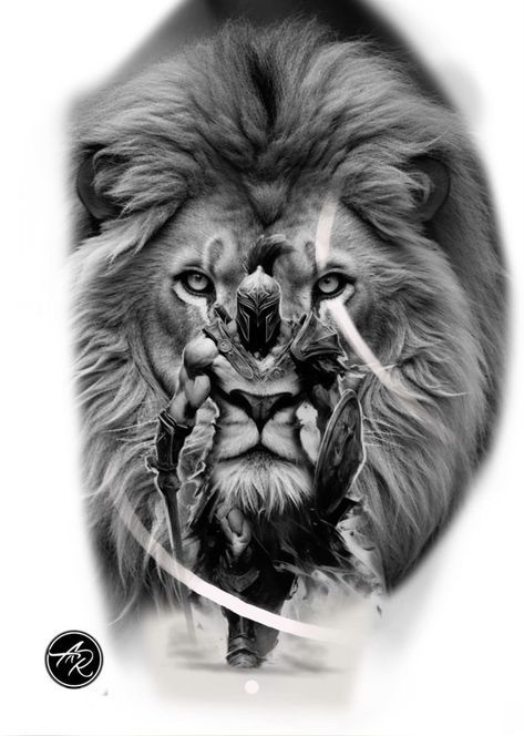 Lion Warrior Tattoo, Lion Sleeve, Wolf Tattoo Forearm, Lion Warrior, Warrior Tattoo Sleeve, Tattoo Quotes About Strength, Reaper Tattoo, Tattoo Forearm, Full Arm Tattoos