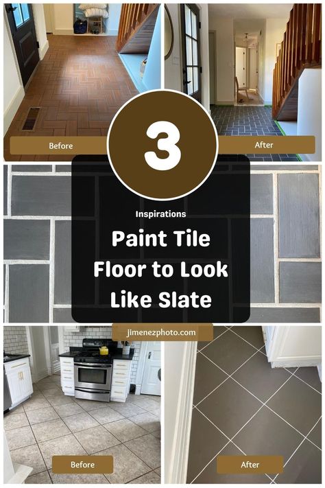 Paint Tile Floor, Can You Paint Tile, Paint Tile, House Tweaking, Entryway Tile, Entry Tile, Slate Tile Floor, Tree House Plans, Painting Tile Floors