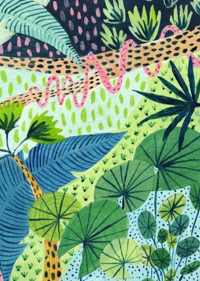 Motif Jungle, Jungle Illustration, Dorm Wall Art, Jungle Art, Tropical Home Decor, Jungle Print, Tropical Art, Abstract Nature, Botanical Wall Art