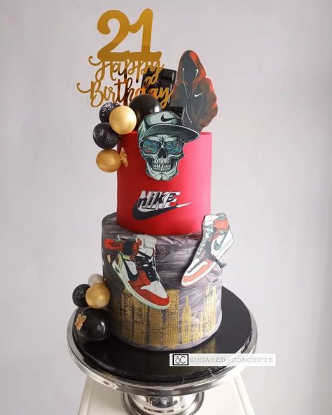 Trending cake. Nike, Jordan, 21st cake for him. Sneaker Cake, Jordan Cake, Cake For Him, 21st Cake, Bday Cake, Theme Cake, Cake Cake, Cake Art, 21st Birthday