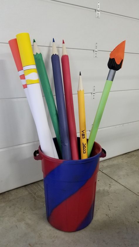 Pool Noodle Markers, Giant Art Supply Props, Giant Paint Brush Prop, Giant Paintbrush Prop, Giant School Supplies Props, Diy Giant Paint Brush, Giant Art Supplies, Pool Noodle Paint Brush, Diy Giant Pencil