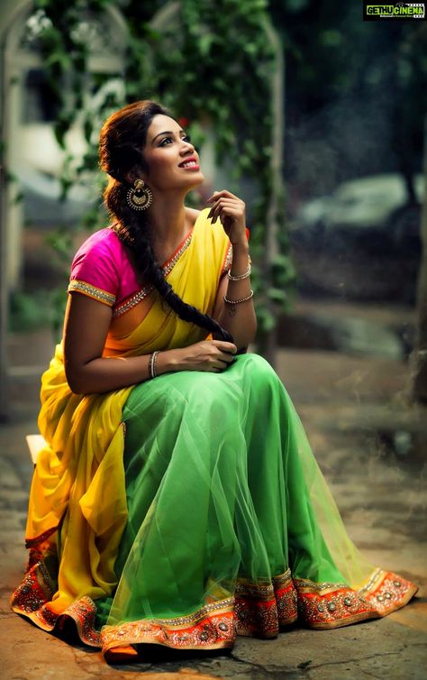 Nivetha Pethuraj  full size  saree  yellow saree Actress Nivetha Pethuraj Top 20 HD Pictures Nivetha Pethuraj, Saree Poses, Indian Photoshoot, Saree Photoshoot, Photography Poses Women, Madurai, Turbans, Half Saree, Indian Beauty Saree