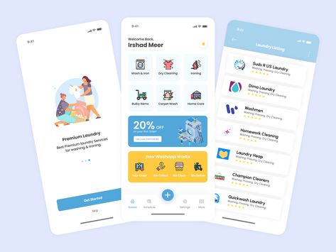 Laundry App, Washing Laundry, Laundry Design, Cleaning Schedule, Ui Design, App Design, Creative Professional, It Works, Design