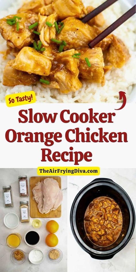 Slow Cooker Orange Chicken, Garlic Chicken Crockpot, Chicken Breast Pieces, Instapot Meals, Delicious Crockpot Recipes, Chicken Crockpot Recipes Healthy, Future Chef, Orange Chicken Recipe, Sauce Chicken