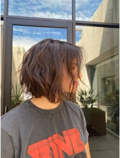 Short Haircuts For Women Light Brown, Short Bob Textured Haircut, Bob Haircut Textured, Short Female Haircut Straight Hair, Short Hairstyle Women Burnett, Short Bob Haircuts For Wavy Hair, Below The Chin Haircuts, Short Brown Hair Chocolate, Short Hair Cuts Bobs