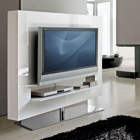 White Tv Unit, Wooden Living Room Furniture, Swivel Tv Stand, Swivel Tv, Tv Stand Furniture, Wooden Living Room, Modern Tv Units, Tv Panel, White Tv