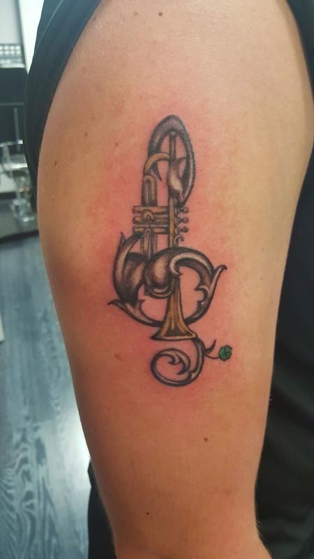 Music Tats, Trumpet Tattoo, Treble Clef Tattoo, Band Geek, Music Tattoos, Musical Art, Tat Ideas, Trumpets, Treble Clef