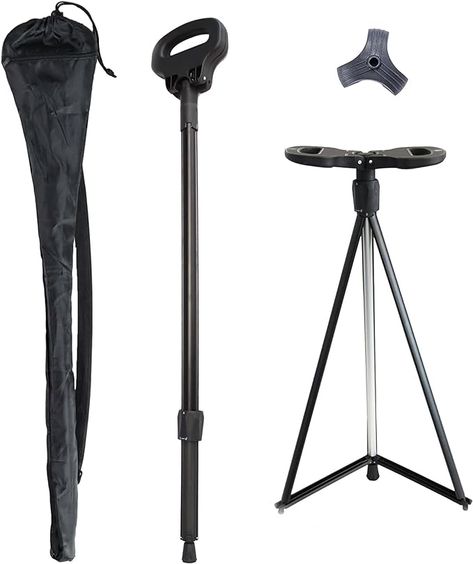 Amazon.com: ALEVMOOM Walking Cane with Seat,Portable Folding Cane,Crutches Stool for Adults,Lightweight Retractable Stool for Elderly,Max Load 440lb,Outdoor Travel Rest Stool with a Carry Bag (Black-1) : Health & Household Retractable Stool, Walking Stick With Seat, Folding Cane, Walking Cane, Crutches, Walking Canes, Walking Stick, Walking Sticks, Amazon Com