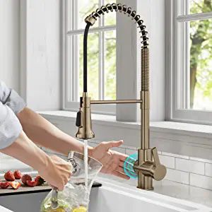 Commercial Style Kitchen, Bronze Kitchen Faucet, Touchless Kitchen Faucet, Kitchen Faucet With Sprayer, Black Kitchen Faucets, Single Handle Kitchen Faucet, Champagne Bronze, Kitchen Sink Faucets, Kitchen Fixtures