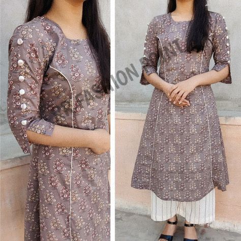 Neck And Sleeves Designs For Suits, Long Sleeves Design For Kurtis, Prince Cut Kurti Designs, Dress Neck Designs For Stitching, New Sleeves Design For Kurtis, New Kurta Design, Long Gown Design, Churidar Designs, Simple Kurta Designs