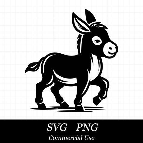 Donkey SVG File For Cricut, Farm Animal SVG, Donkey Png, Commercial Use, Instant Digital Download, Horse Svg Donkey Svg, Horse Stencil, File Ideas, Horse Svg, Ith Machine Embroidery, Birds Embroidery Designs, Animal Embroidery Designs, Animal Svg, Framed Embroidery