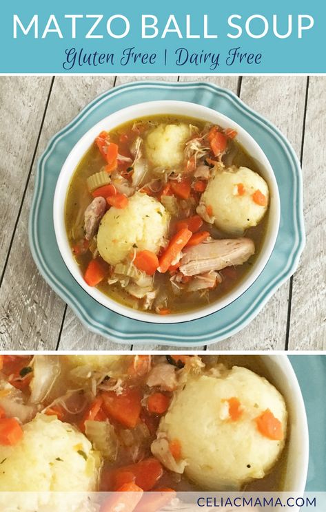 gluten-free-matzo-ball-soup-celiac-mama Gf Soup, Kosher Meals, Gluten Free Soup Recipes Glutenfree, Matzo Ball, Matzo Ball Soup, Comforting Soup, Matzoh Ball, Wheat Belly, Healthy Inspiration